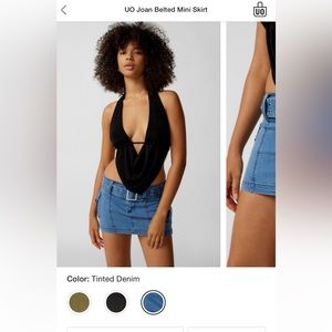 New and never worn UO Joan Belted Mini Skirt - Y2K micro mini denim skirt